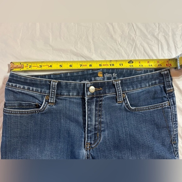 Carhartt Women's Denim Shorts Size 10 Slim Fit Leg Rolled Cuff - Picture 5 of 6